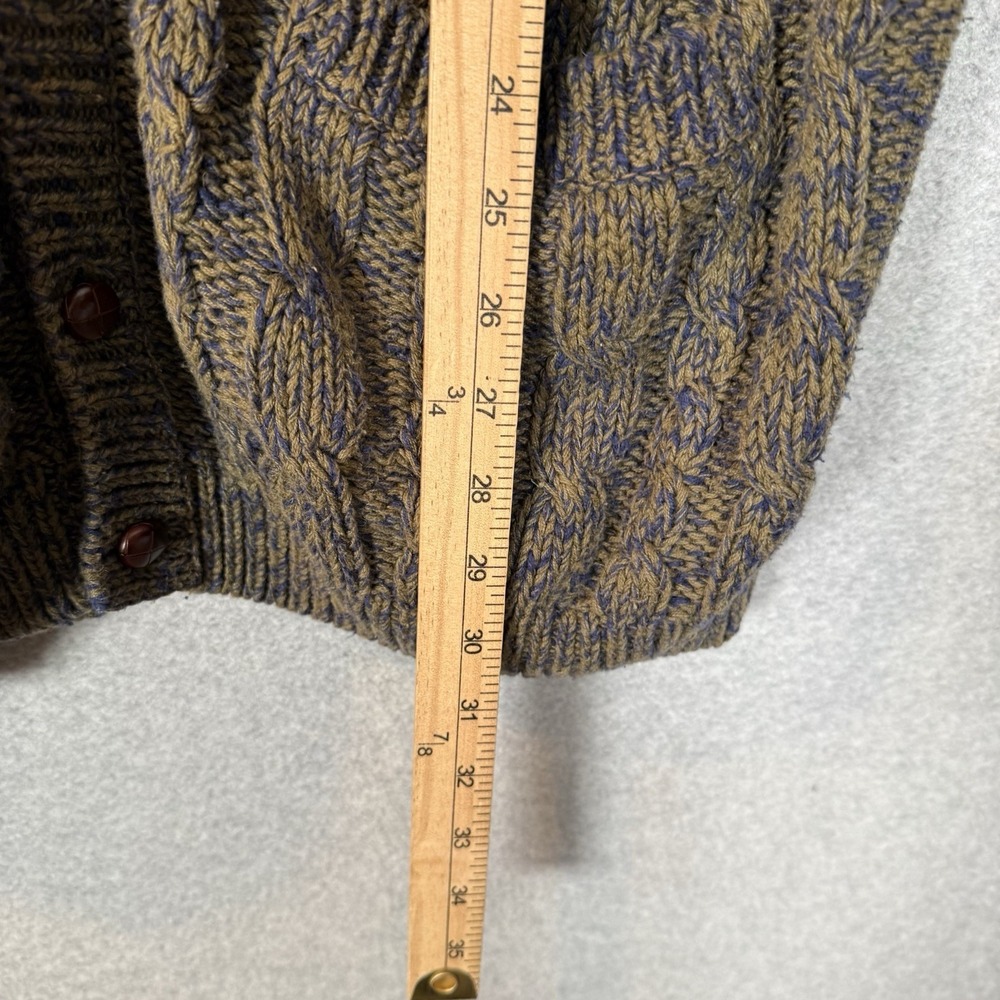 Vintage Sweater Vest Mens Large Green Button Front V Neck Cable Knit - Picture 5 of 6